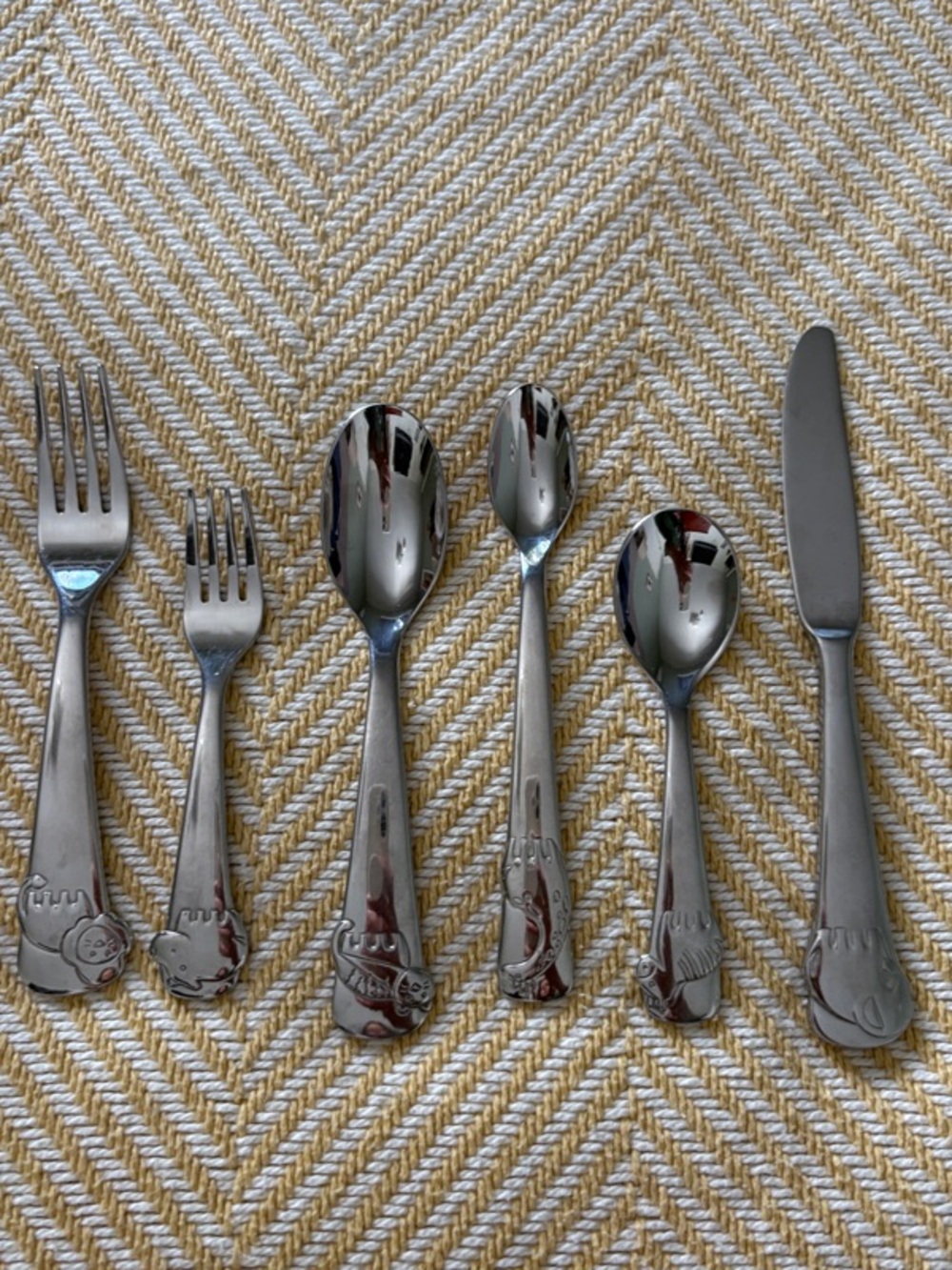 Oneida Silver Children's 6-Piece Flatware Set with Engraved Characters